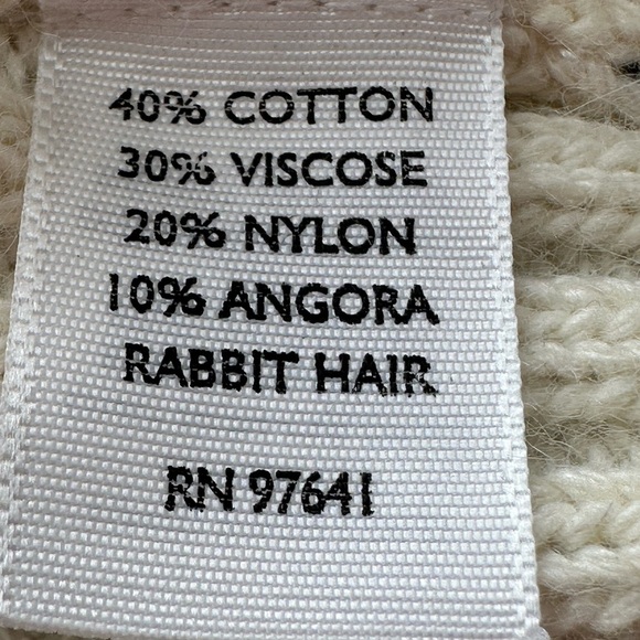 J. JILL Botanical Print Chunky Sweater Turtleneck Cotton Angora Blend Size Large - Picture 11 of 13